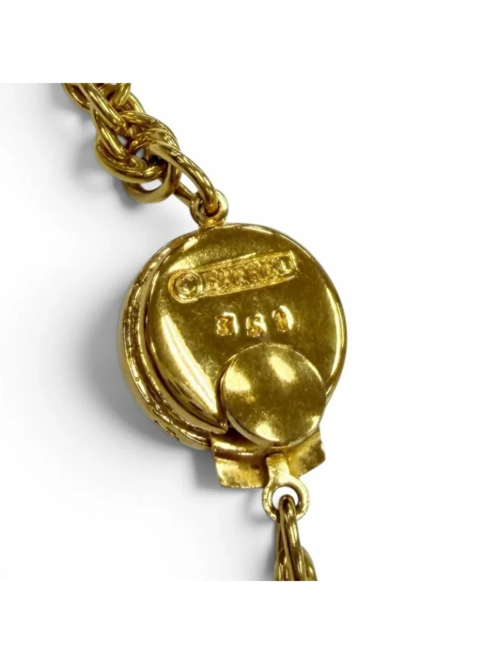 Chanel Vintage Metal CC Logo Twist Chain Necklace Gold